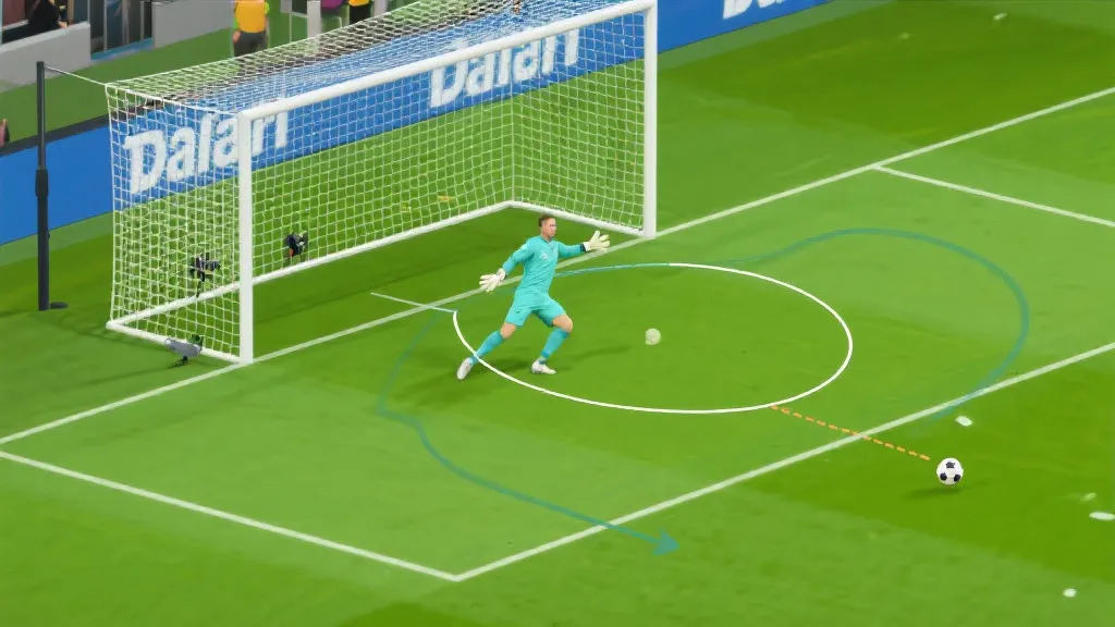 门将扑救战术示意:站位与预判动作